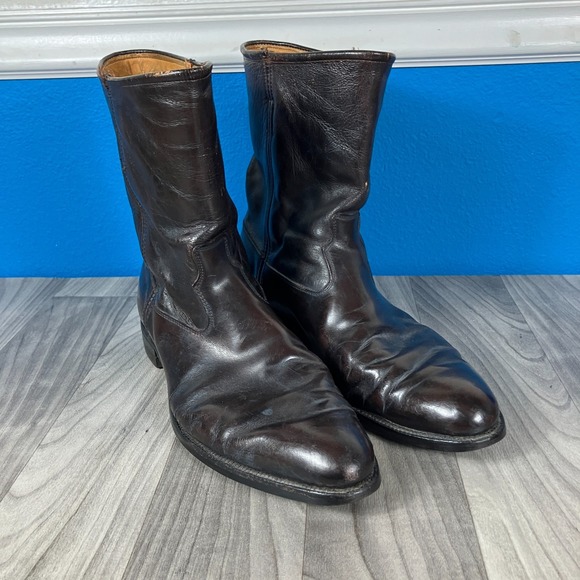 Justin Black Leather Pull On Boots Mens 3818 Ropers 14 B COWBOY PATROL LAWMAN - Picture 2 of 9